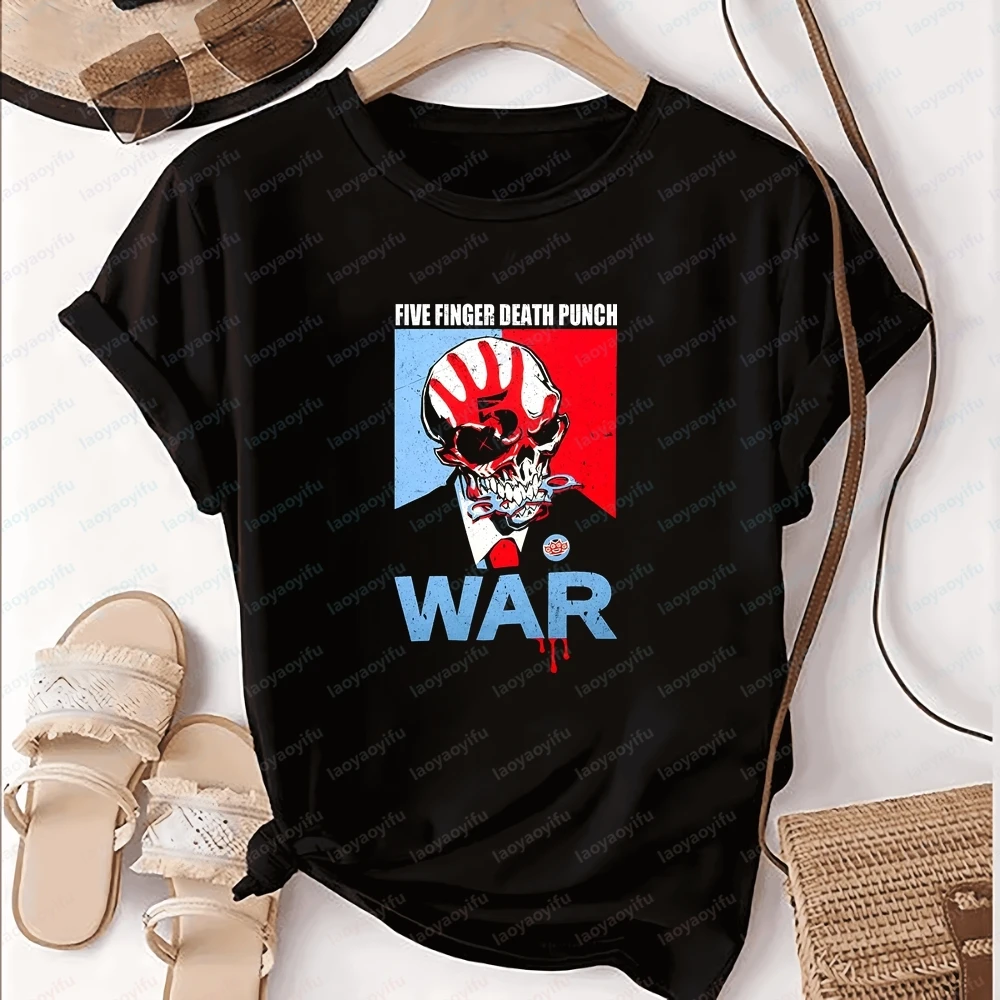 Nuevas camisetas y tops: Camisetas de manga corta de verano Five Finger Death Punch para hombre y mujer - Camisetas cómodas