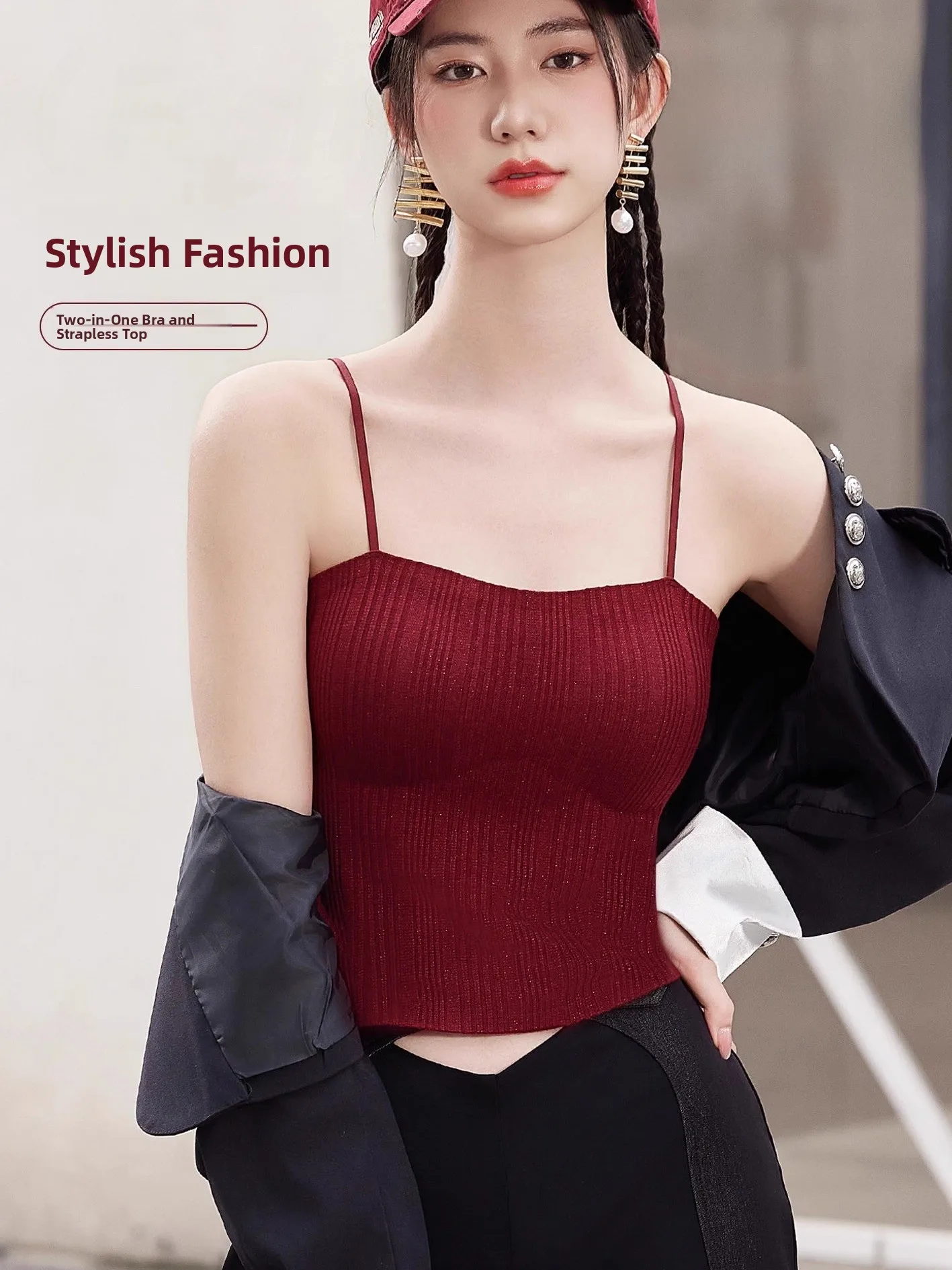 Anzina One-Piece Full Fixed Autumn Winter New Arrival 1580 Bralette Vest Two-In-One Strap Bra Women's Inner Wear Short Style