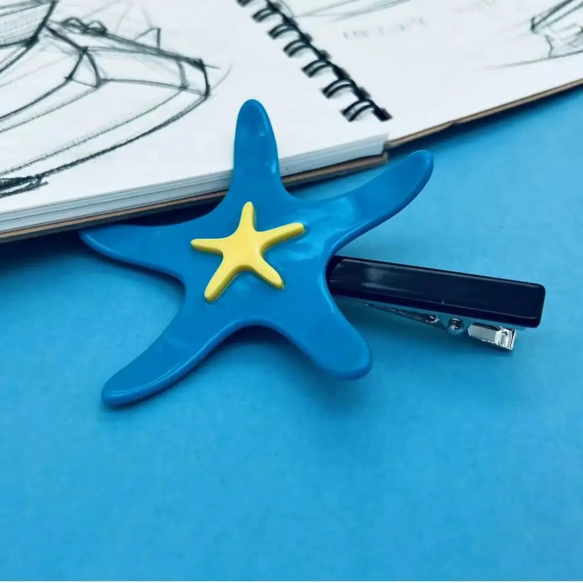 

Medium Sky Blue Starfish Side Hair Clip | Original Starfish Duckbill Clip, Acetate Hair Accessory