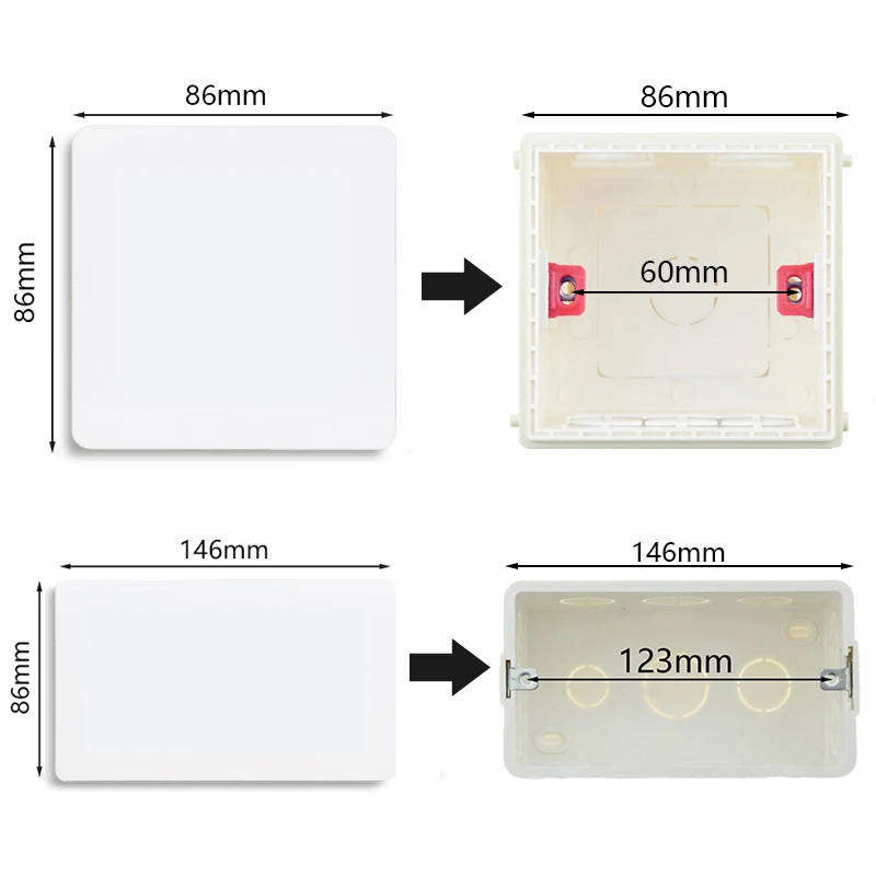 EU Standard Power Socket Wall 86 Type PC Plastic Panel Single Socket Russia Spain 16A 110-250V Electrical Outlets