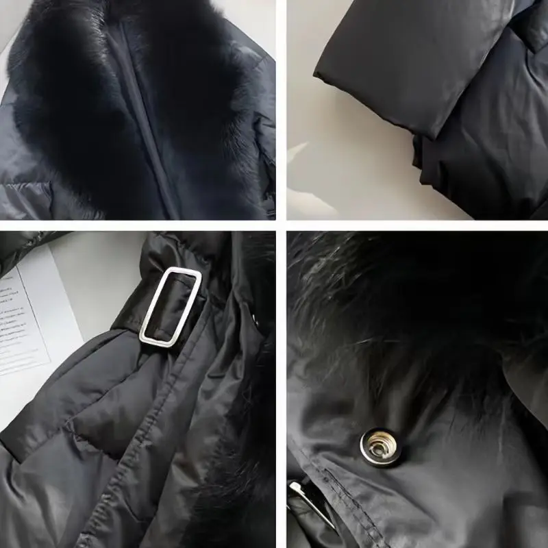 Damen Daunen jacke aus weißer Ente, 90% Enten daunen, koreanische Parkas, weibliche Kleidung, Faux Fox Pelz kragen, verstellbare Taille, Winter, neu