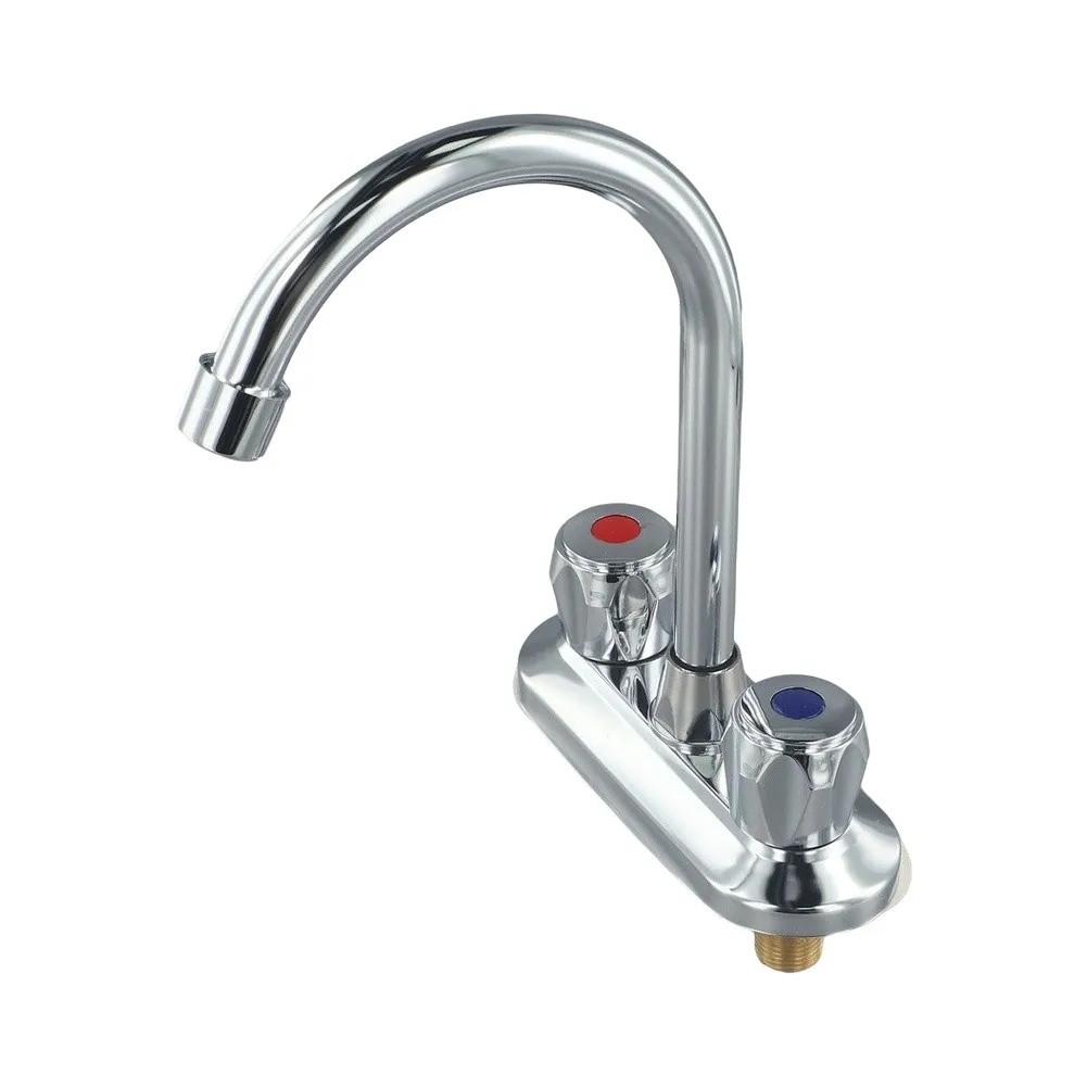 Zinc Alloy Dual Handle Deck Mounted Sink Faucet Bathroom Water Mixer Tap for Consistent Hot and Cold Water Delivery