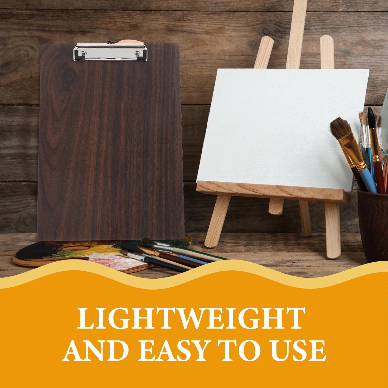 Wood Drawing Board Portable Sketching Clipboard Walnut For A4 Paper Strong Metal Clip Classroom Studio