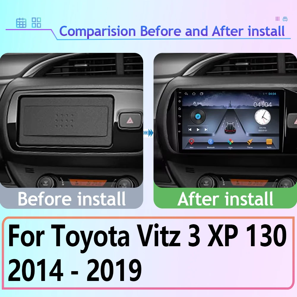 Android 14 For Toyota Vitz 3 XP 130 2014 - 2019  Car Radio Multimedia Video Player Auto radio Navigation AutoRadio WIFI Dash Cam