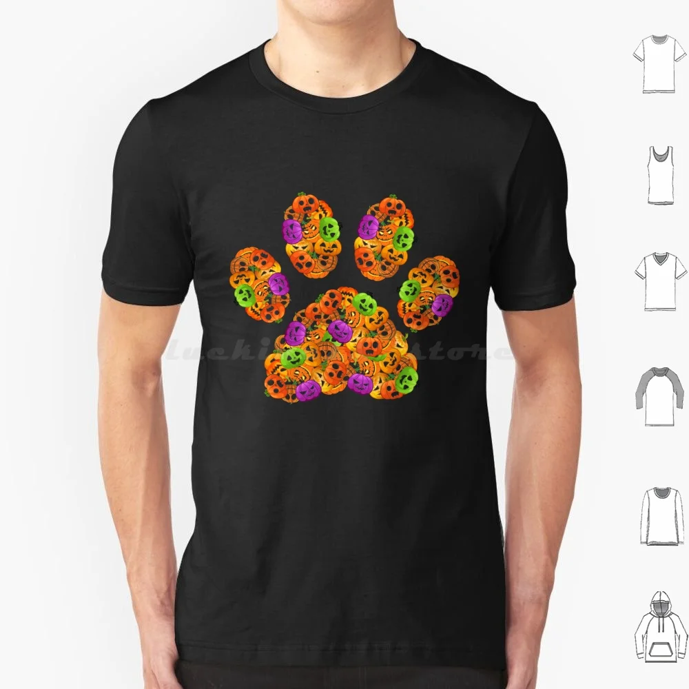 Paw Prints Pumpkin Halloween For Dog Mom Dog Dad Dog Lovers T Shirt Cotton Men Women DIY Print Paw Halloween Paw Pumpkin Paw