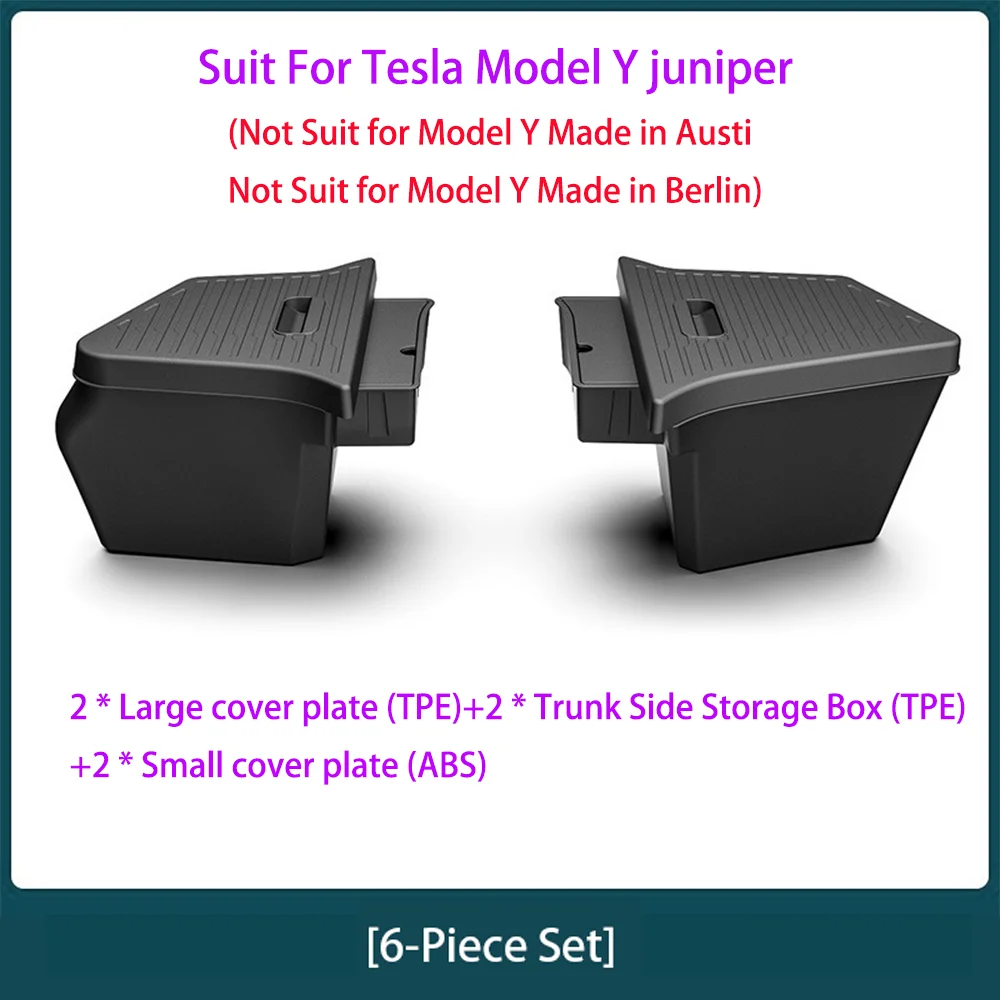 For Tesla New Model Y Juniper 2025/Model 3 Highland Rear Trunck side Storage Box with For TPE/ABS Lids Covers and Drawstring