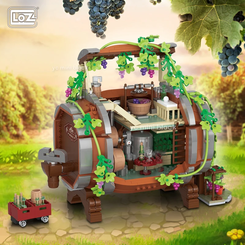 

2023 Loz Creative Mini Brown Wine Barrel Building Block Idea Brewing Barrel Container Bricks Sets Decor Puzzle Toy For Kids Gift