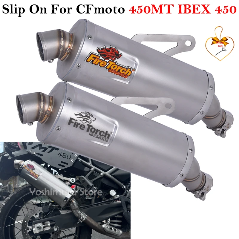 

Slip On For CFmoto 450MT ADV IBEX 450 2024 2025 2026 Motorcycle Exhaust Systems Stainless Mid Link Pipe Escape Muffler DB Killer