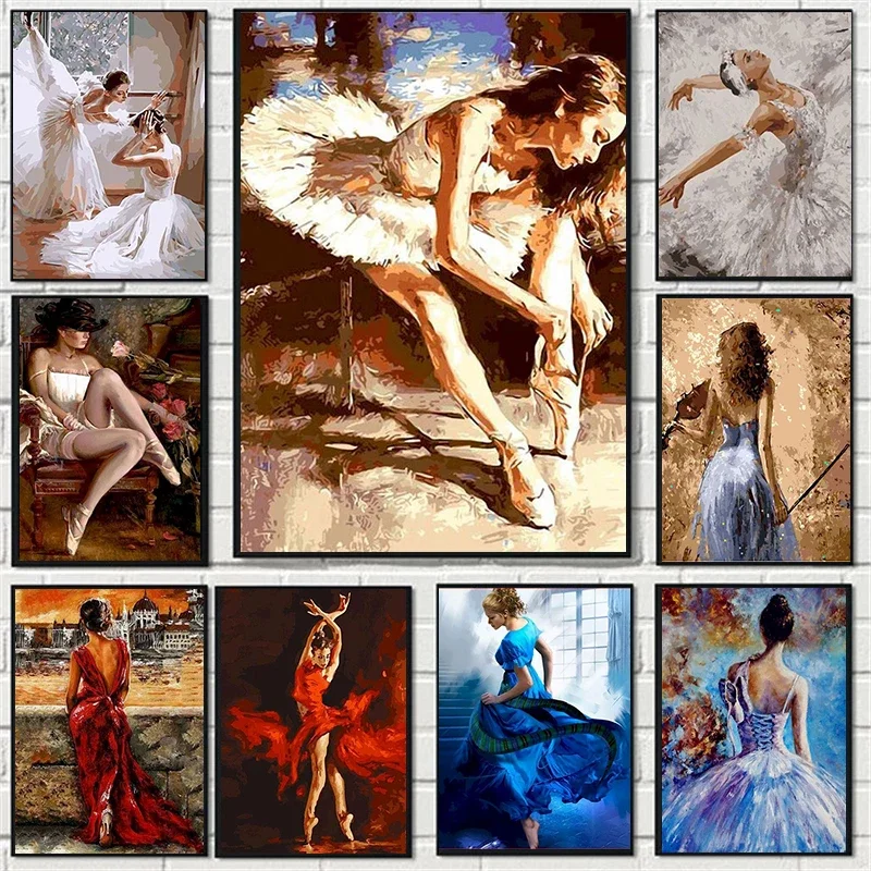 

Abstract Dancer Figure Canvas Painting Ballet Girl Prints and Posters Wall Art Pictures For Living Room Home Decoration Cuadros