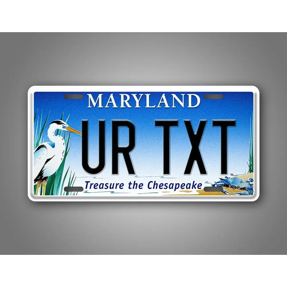 1pc Custom Text Maryland Treasure The Chesapeake Metal Decorative Plaque, 6x12 Inch Personalized Wall Sign (Decor Only)