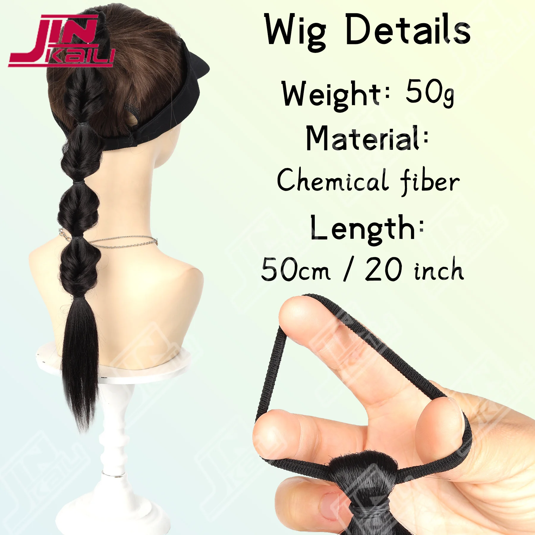JKL Wigs Twist Braid Natural Women Ponytail Playful Cute Hair Rings Ponytail Braid Wig Fashion Colorful Girls Hair Accessories