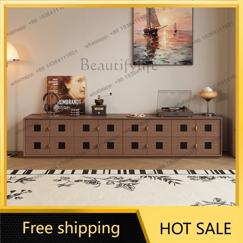 PG antique living room TV cabinet floor-to-ceiling covered socket drawer French retro TV cabinet