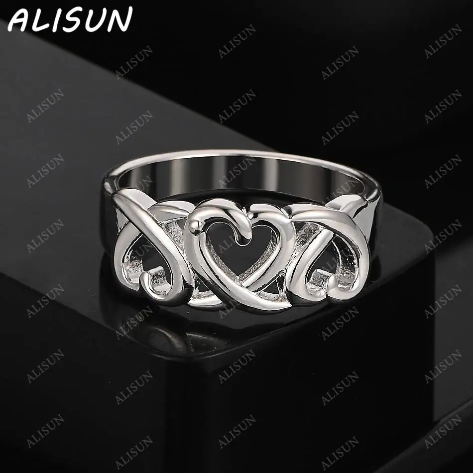 

ALISUN 925 Sterling Silver Size 6-10 Hearts Ring For Women Fashion Jewelry Charm Grace Noble Wedding Accessories
