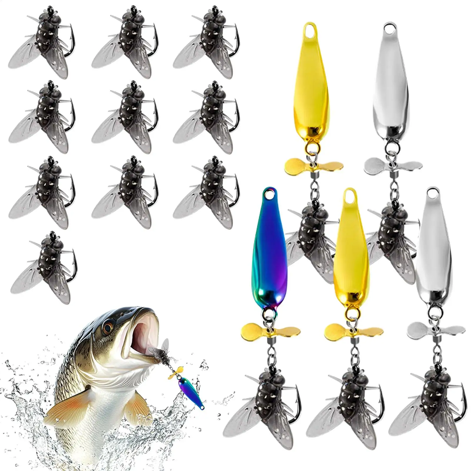 

Рыболовная спиннерная приманка для окуня с крючками Сверхмощное снаряжение Рыболовная приманка Спиннерная приманка Металлическая спиннерная приманка Комплект с коробками для хранения