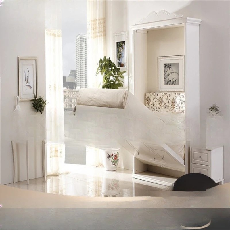 White wall bed, invisible bed, multifunctional rollover bed