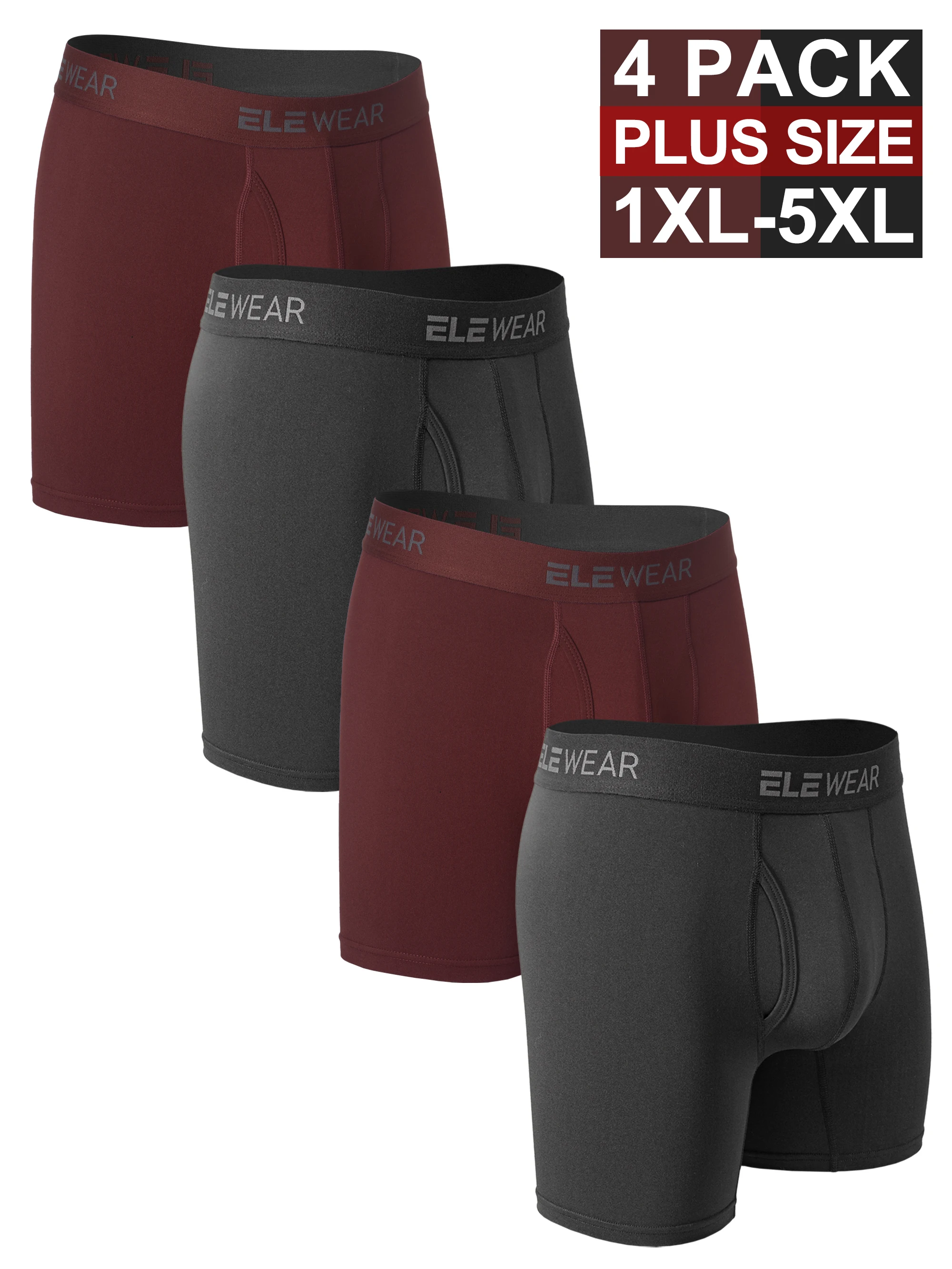 4 حزمة الرجال الملابس الداخلية مع افتتاح تنفس الرجال Boxershorts الرجال سراويل داخلية حجم كبير 1XL-5XL الرطوبة فتل