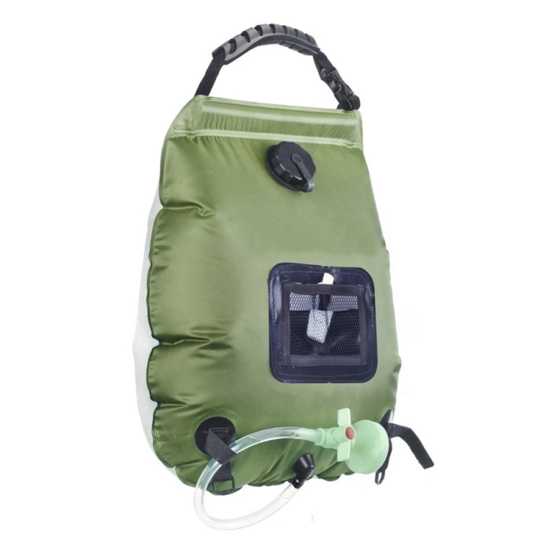 Militar Verde Solar Aquecimento Saco De Água, Chuveiro Ao Ar Livre, Camping Saco De Banho, Portátil, 20L, Novo