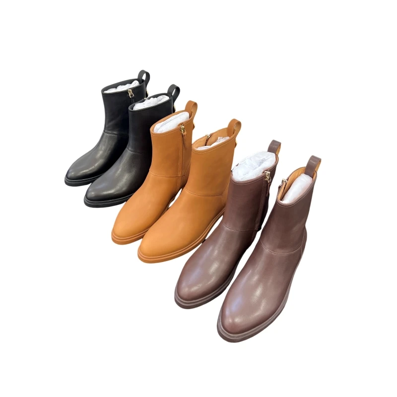 Block Heel Boots – Stable, Comfortable, and Professional Shoes  Open-Top Casual Boots – Breathable Option for Office AK0210