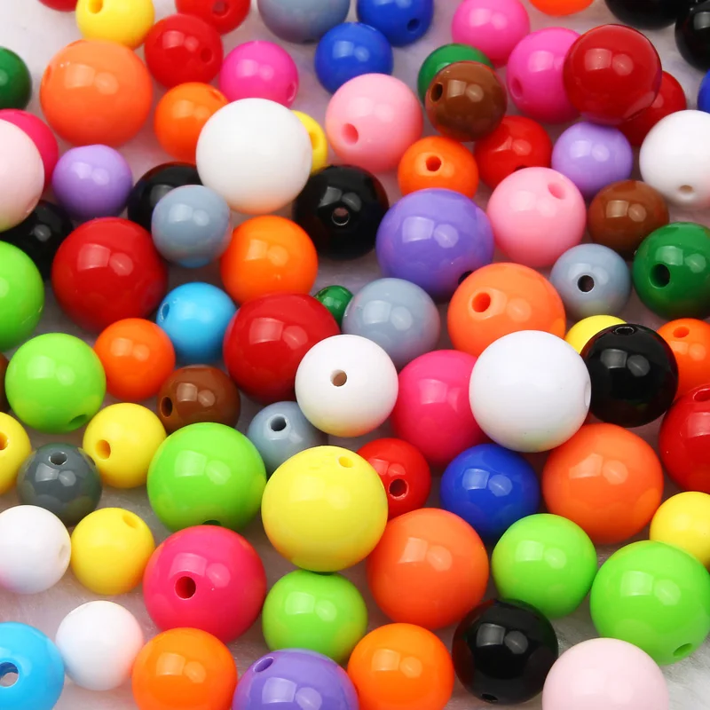 Colorful 6/8/10/12/14/16/18/20mm Round Balls Beads Necklaces Bracelets Acrylic Beads For Jewelry Making DIY Jewelry Accessories