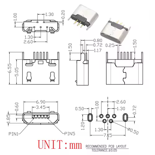 10PCS Micro USB 2P 5P Jack Charging Port Plug Dock Charger DIP SMD For Phone Tabletels Speakers etc Port Socket Power Connector - Image 14