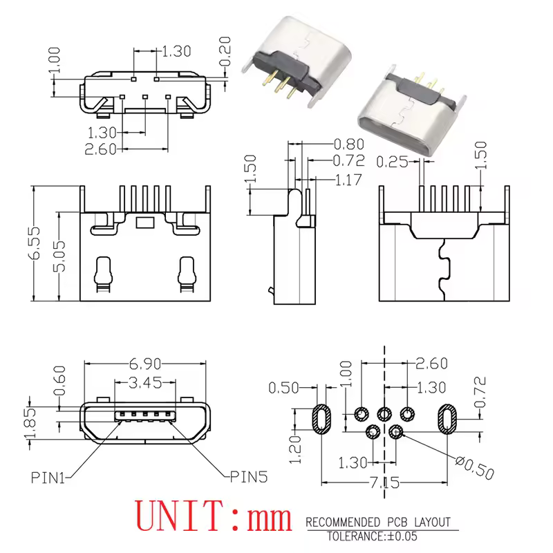 10PCS Micro USB 2P 5P Jack Charging Port Plug Dock Charger DIP SMD For Phone Tabletels Speakers etc Port Socket Power Connector - Image 14