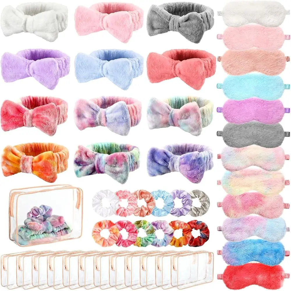 

48-Piece Girls Spa Sleepover Party Kit: Headbands, Eye Masks, Hair Ties, and Toiletry Bag