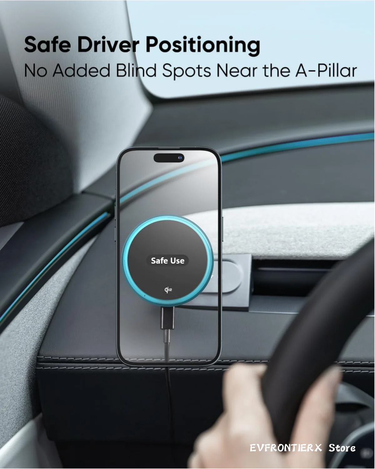 15W MagSafe Wireless Charger LED Car Mount for Tesla Mode 3 Highland & Y Juniper 2025+ Magnetic Phone Holder Qi2 Fast Charging