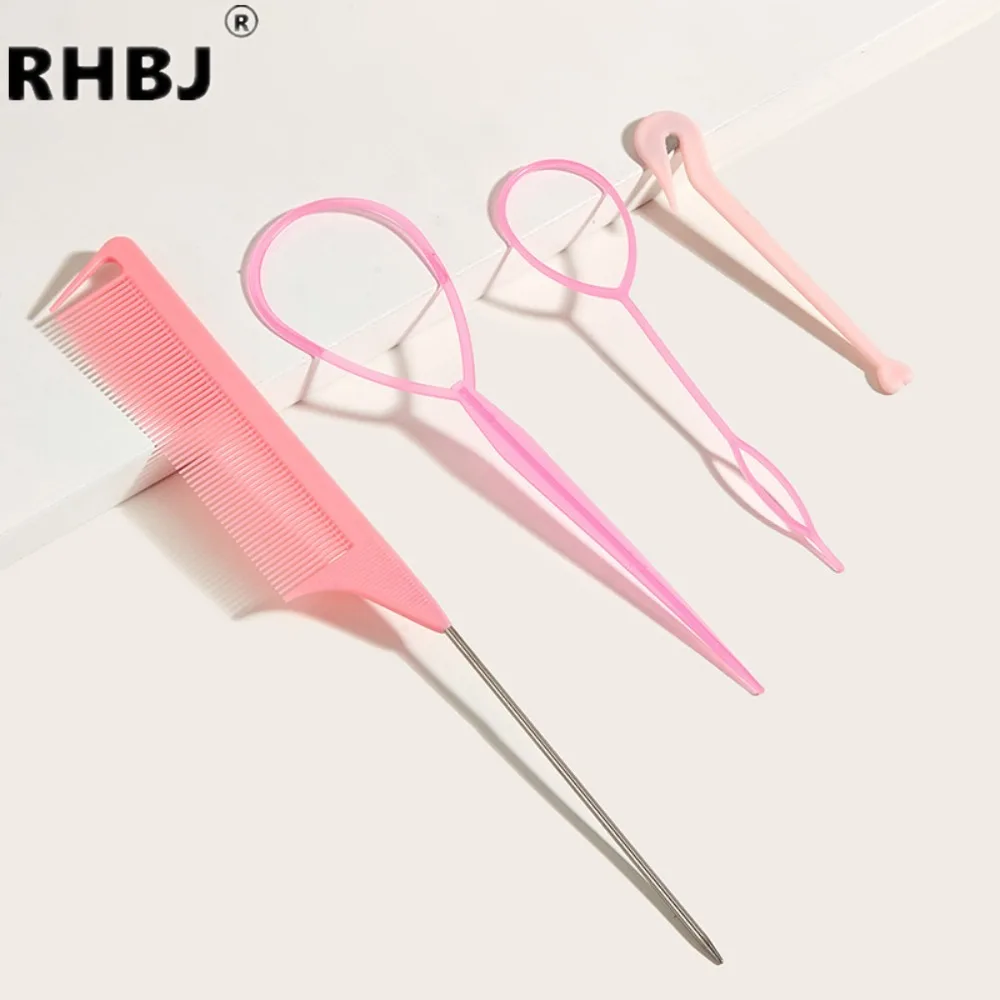 

4-piece Set, Hair Ring Tool, Rubber Band Cutter, Mouse Tail Comb, Hair Tail Tool, Hair Braid Accessories, Ponytail Braid Maker