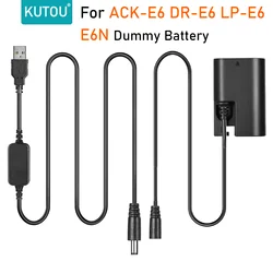 KUTOU-Kit de adaptador de corriente ACK-E6 LP E6 E6N, batería simulada, USB, para Canon EOS 5D Mark III II 6D 7D 60D 70D 80D 90D R R5 R6 5DS