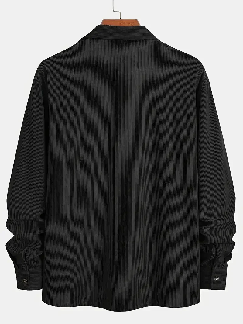 Immagine 4: Camicia in velluto a coste da uomo, nuova collezione primavera autunno 2026, casual con colletto a revers, vestibilità ampia, giacca alla moda, leggera, per tutti i giorni, streetwear, capo esterno