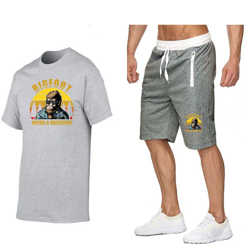 Cotton Shorts Sets Men Two Pieces Set Men Sweatsuit Summer Cotton Tshirt Short Sets Jogging Set Man Sport Suit Jogger Sportswear