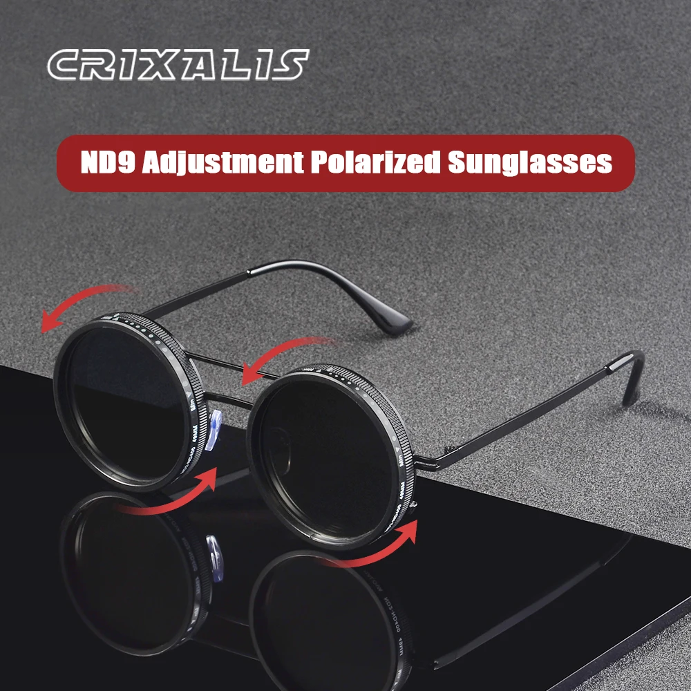 CRIXALIS Polarisierte, verstellbare Sonnenbrille für Herren, Vintage, rund, zum Angeln, Laufen, Fahren, Outdoor-Brille, neutraler UV400-Schutz
