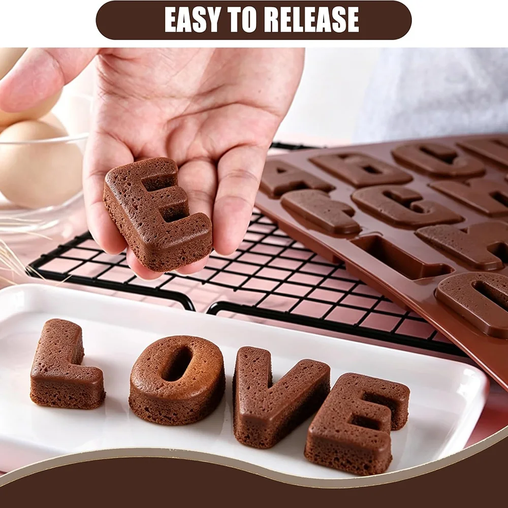 26 Cavities Alphabet crayon letter molds silicone alphabet chocolate molds easy to release for Making cakes, Ice Cube Chocolate view 4