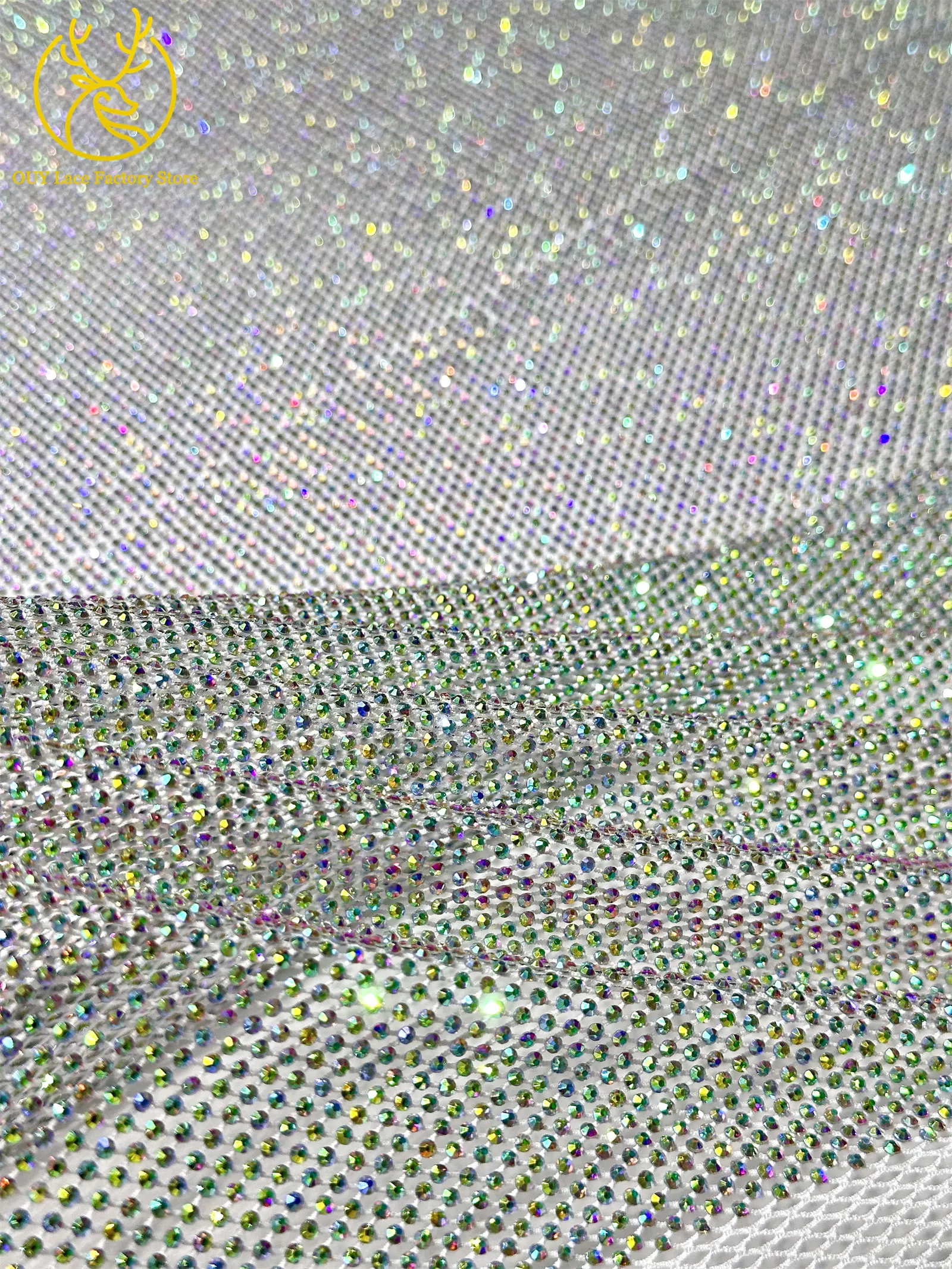 Hochwertiger Dubai-Steindiamant-Netzspitzenstoff Luxuriöser Afrikanischer Spitzenstoff Nigerianisches Nähmaterial für Damen-Abendkleider 2,5 Yards – Detail 7