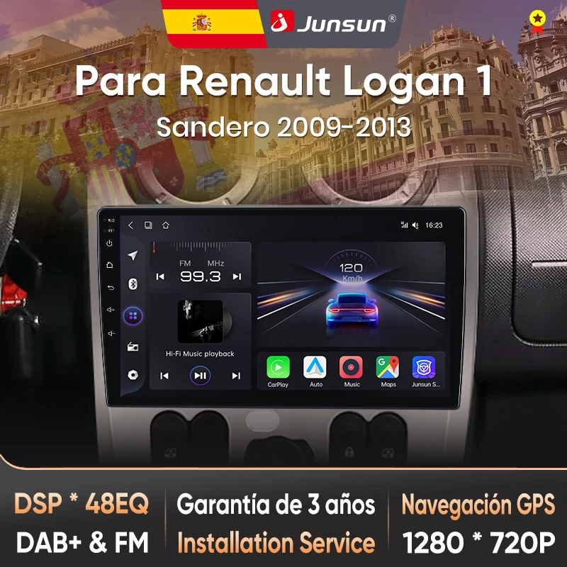Junsun Radio Voz AI für Renault Logan 1 Sandero 2009-2013 Dacia Duster CarPlay Android Auto Autoradio 2DIN Mit BT DAB+ GPS RDS