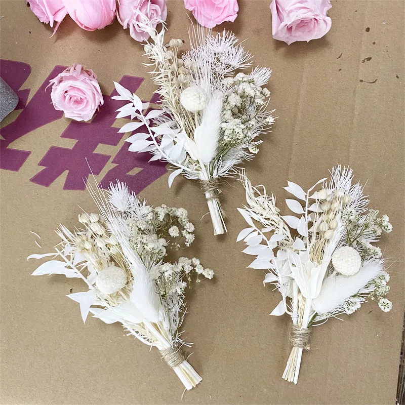 Dried Flowers Mini Decorative Pampas Grass Babysbreath Bouquet Real Natural Plant DIY Crafts Materials Dried Floral Decorations