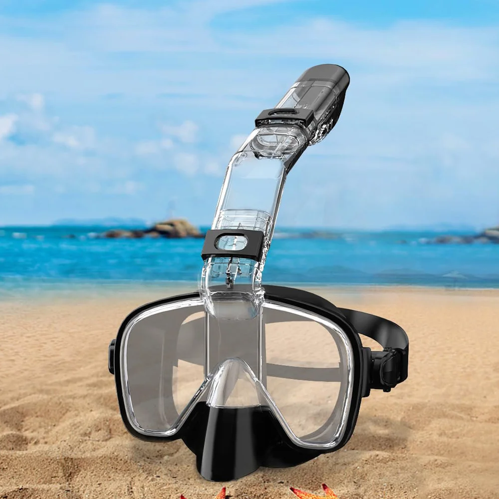 

Складная маска для снорклинга с сухим верхом, панорамная, противотуманная, с креплением для камеры, комплект для плавания, дайвинга и фридайвинга