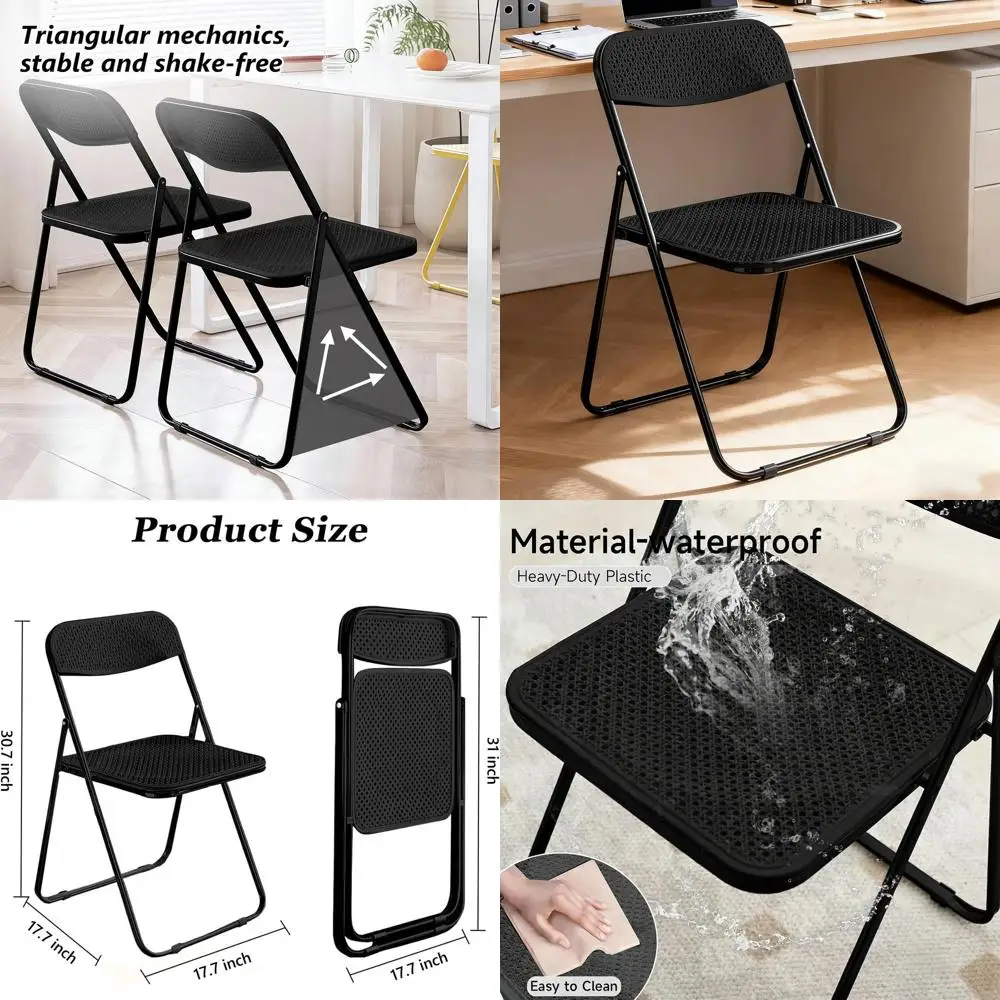 

Штабелируемые пластиковые складные стулья, емкость 300 фунтов, для внутреннего и наружного использования, черные