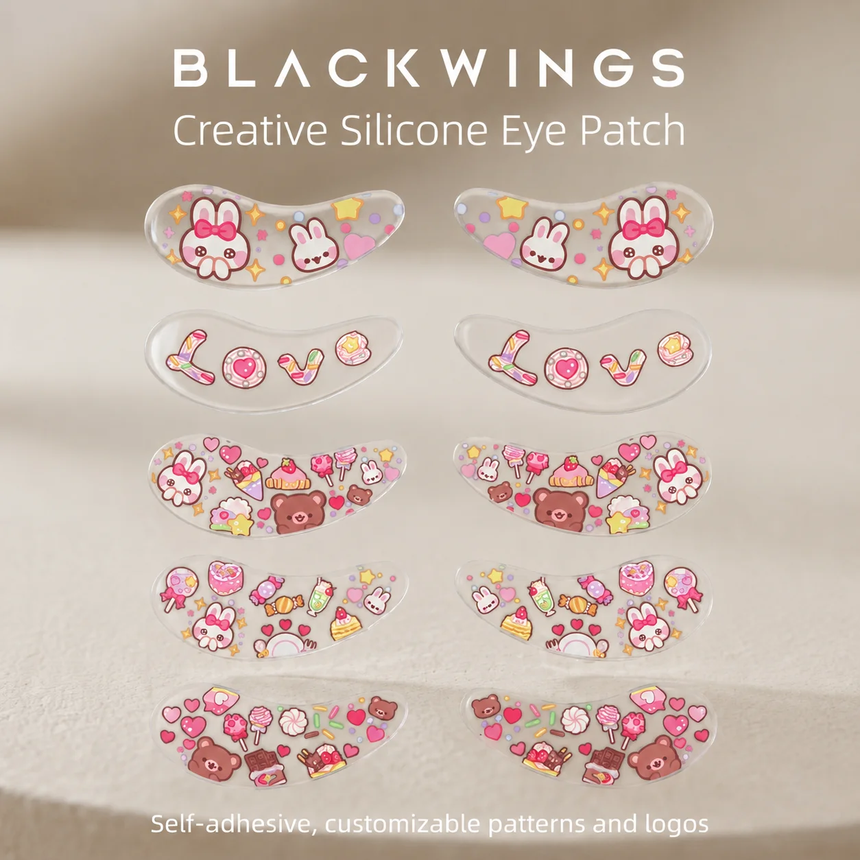 Blackwings Silikon-Augenmaske Ist eine Wiederverwendbare Kühlgel-Augenmaske mit Musterdesign, Ein Muss für Hautpflege Tag und Nacht – Detail 1