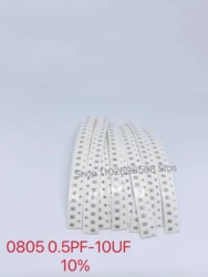 Micropigmentação do capacitor, SMD, MLCC,0805, 0.5pF-10uF, 10pF, 1nF, 2 uF, 100nF, 10nF, 100nF, 1nF, 2 uF, 100 PCes