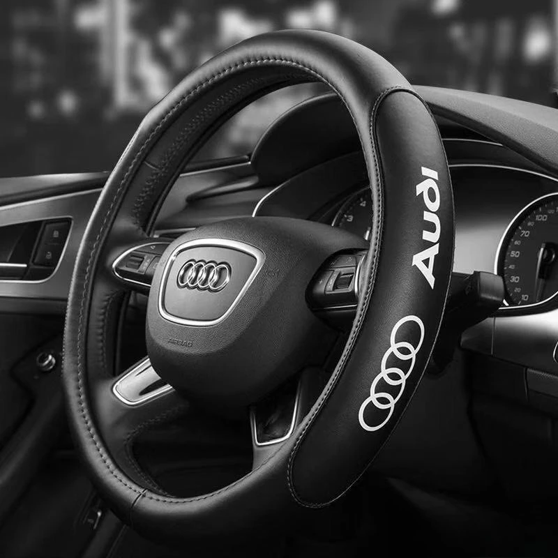 

High quality Leather For Audi Q3 A3 A5 A6 C5 C6 C7 A4 TT Sline B5 B6 B7 B8 B9 A7 A8 Q7 Q5 B6 B7 B8 8P 8V 8L Steering Wheel Cover