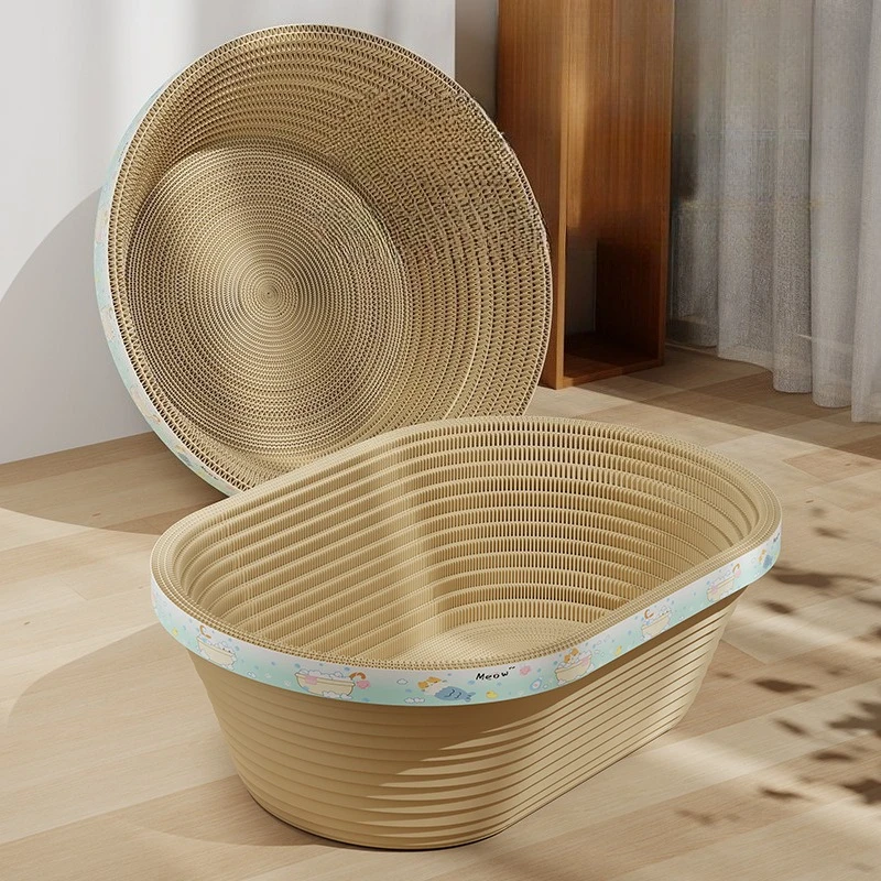 Bañera grande para gatos, tablero rascador para gatos, tablero de papel corrugado para patas de gato, resistente al desgaste y no se queda, Chips, nido para gatos, juguetes para cama para mascotas