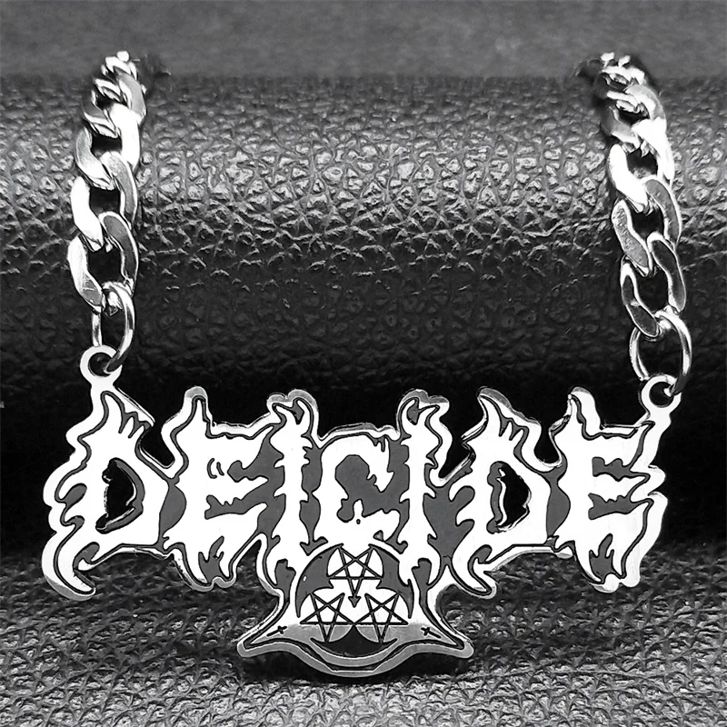 Goth Hip Hop Music Band Pendant Necklace for Women Men Stainless Steel Gothic Punk Male Chain Necklaces Jewelry 7729-QKC