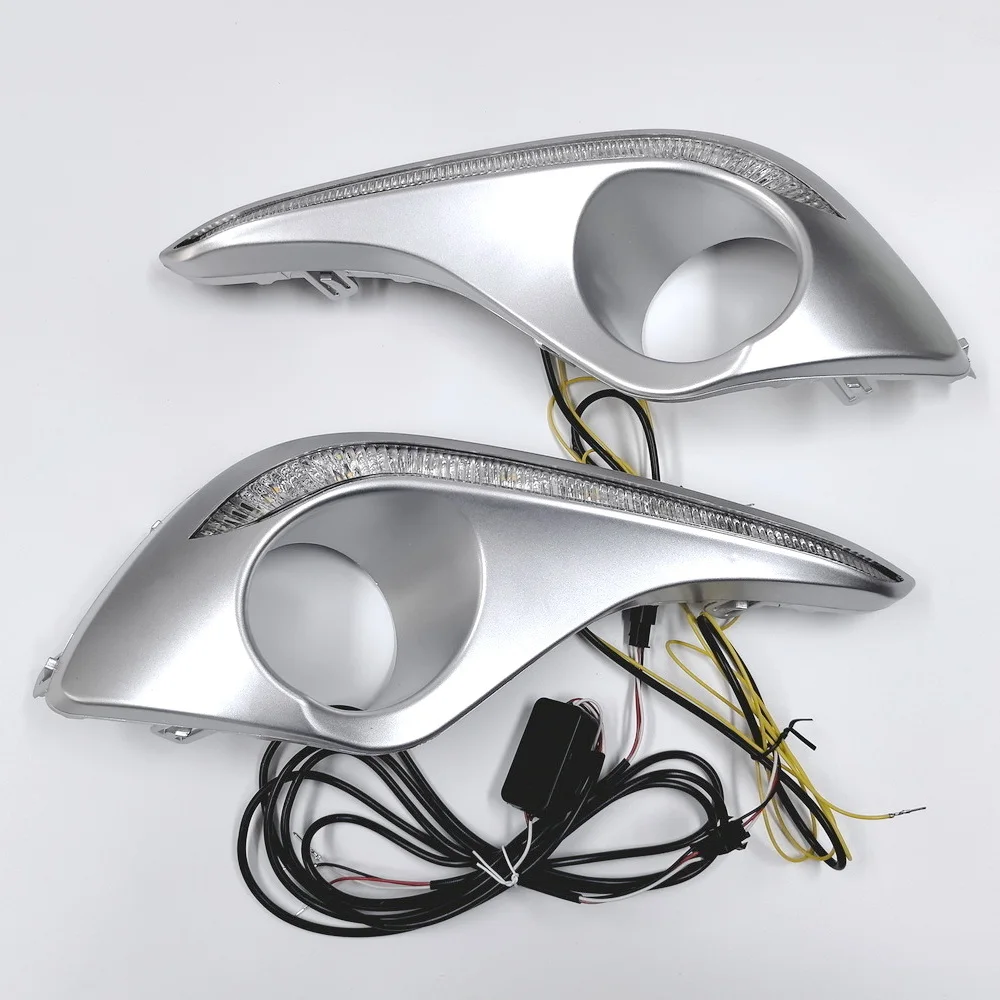 

Car Daytime Running Lights for Toyota Highlander Kluger 2011-2014, 6000K LED DRL + Yellow Turn Signals + Ice Blue Night DRL
