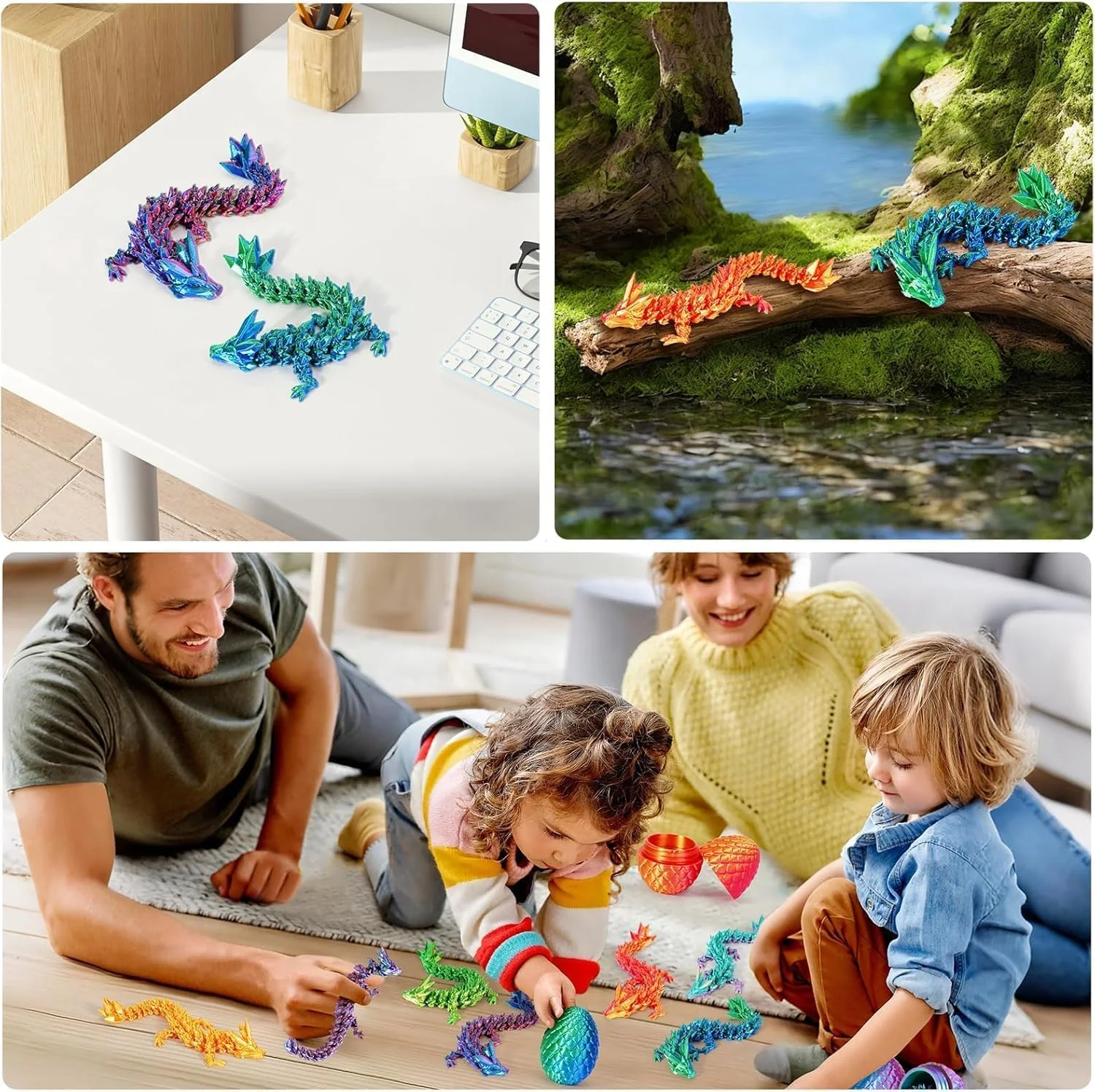 Ovos de dragão impressos em 3D e dragão dentro de brinquedos impressos em 3D adequados para crianças e adultos - Decoração de mesa exclusiva de Natal