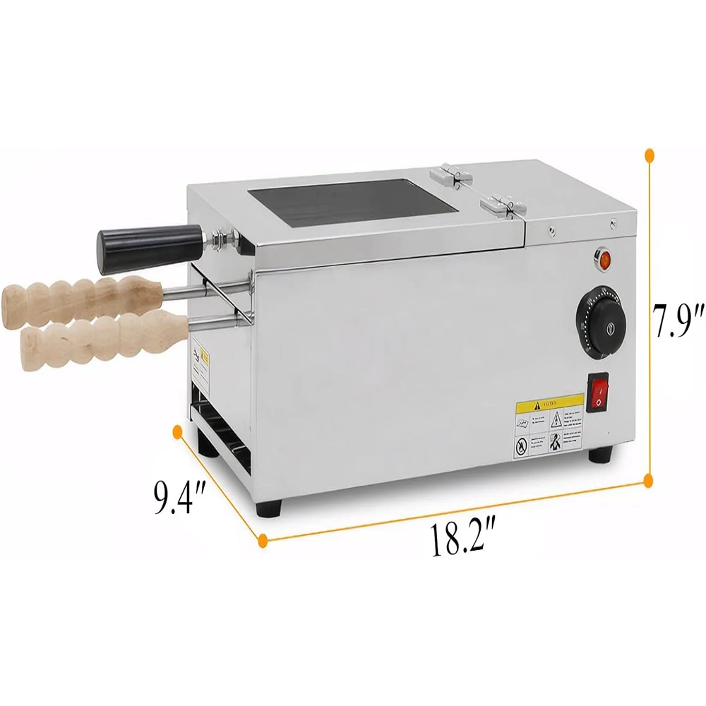 110V Chimney เค้กม้วนเตาอบ Maker, 1500W ไฟฟ้าเชิงพาณิชย์ไอศกรีมขนมปังกรวยเครื่อง 2 แม่พิมพ์สแตนเลส
