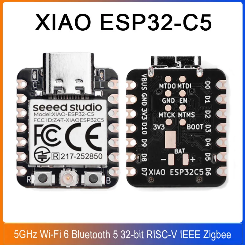 1/5 SZT. XIAO ESP32-C5 Seeed Studio Moduł WiFi 6 ESP32 C5 Mini Płytka Rozwojowa 5GHz 32-bit RISC-V Bluetooth IEEE 8MB RAM Zigbee