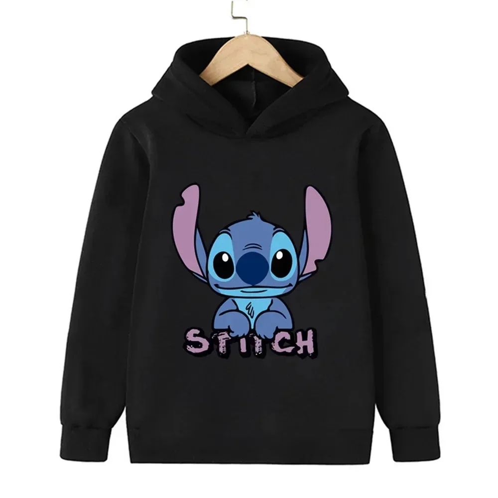 Children\'s kawaii Disney Stitch children\'s clothing 3-14 years old boys and girls clothing street casual sports warm sweatshirt