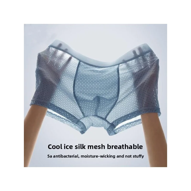 

4-Piece Summer Men's Ice Silk Mesh Four-Corner Underwear Ultra-Thin Airy Sexy Mid-Rise Men's Briefs