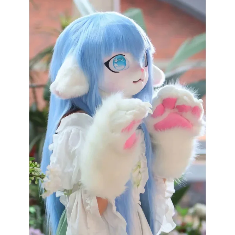 Fursuit Kigurumi ชุดหูฟัง Furry ชุดคอสเพลย์ตุ๊กตา Rubbit เครื่องแต่งกายแมวสัตว์หัวสวมใส่ Kig ชุดหูฟังเครื่องแต่งกายสัตว์ M17